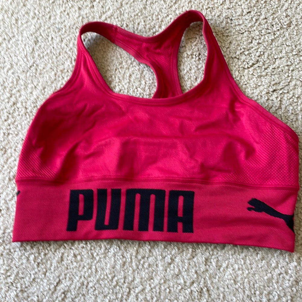 Red and black puma, sports bra, size medium